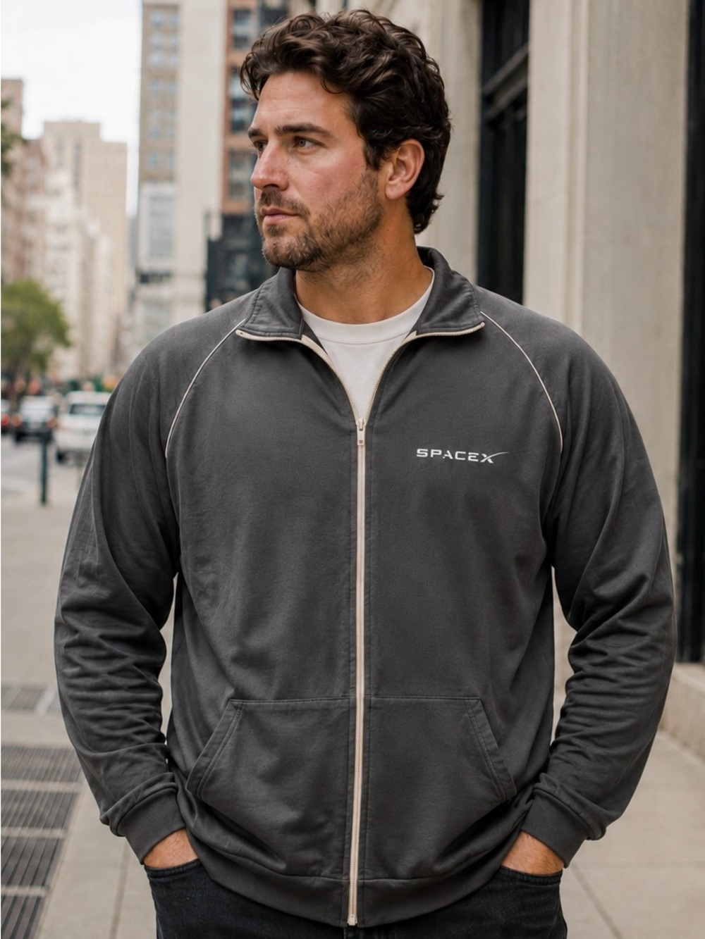 SpaceX Sweatshirt Gray Men’s 2x Zip Front Athletic Wear